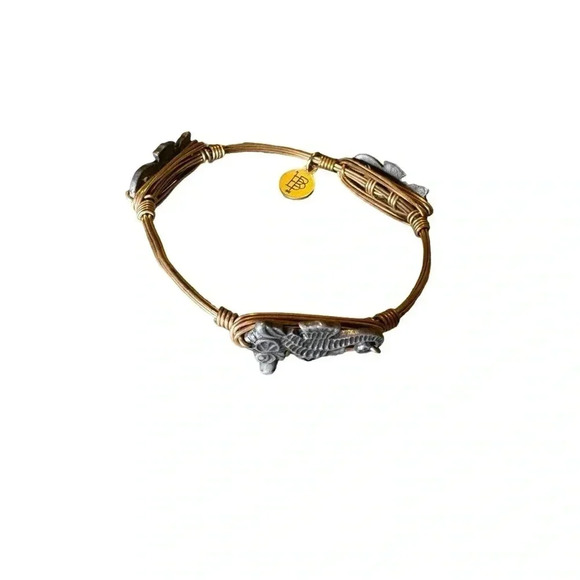 BOURBON AND BOWTIES 3 PEWTER  SEAHORSE WIRE BRACELET - Picture 6 of 9